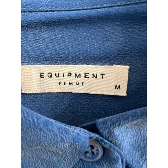 Equipment Silk Button Up Long Sleeve Shirt, Blue size M - Picture 4 of 5